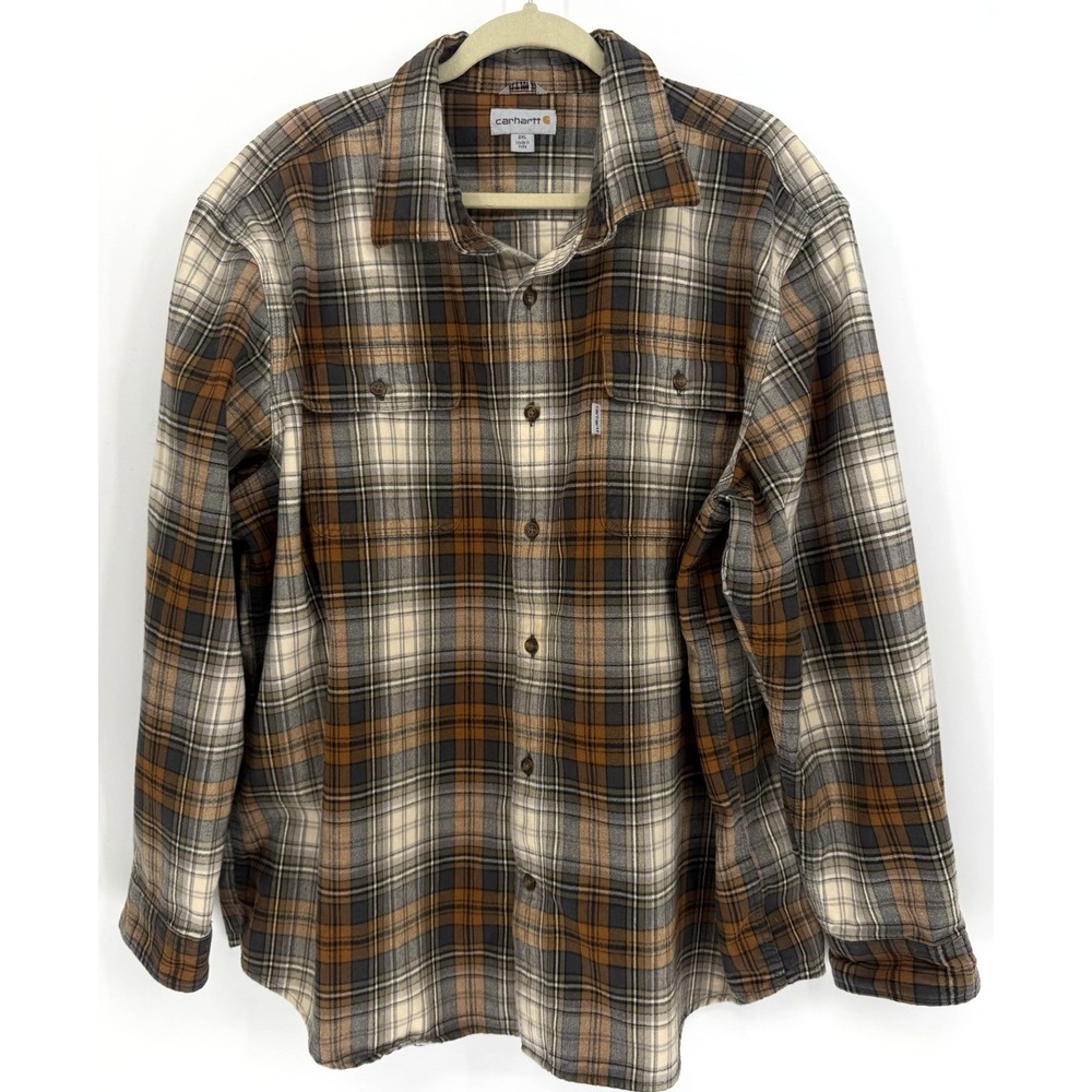 Carhartt Hubbard Plaid Flannel Button Down Shirt Heavy Original Fit Men's 2XL